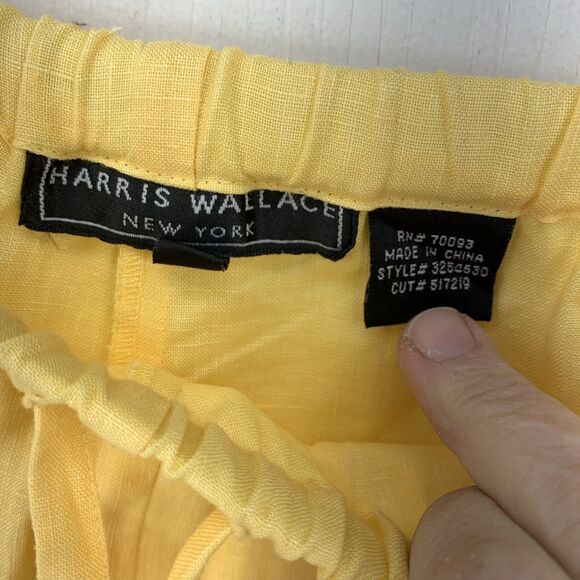 Harris Wallace Womens XL Linen Pants Spring Yellow Pull On Drawstring Beach NEW - Picture 5 of 8
